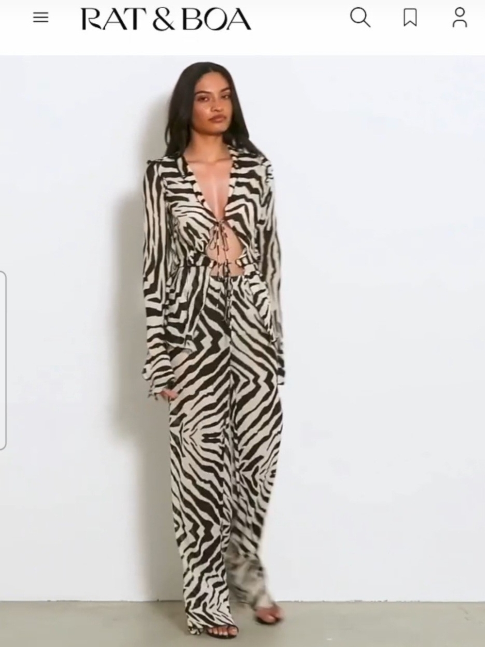 Rat & Boa Black & Cream Zebra-Stripe Wide-Leg Pants & Blouse